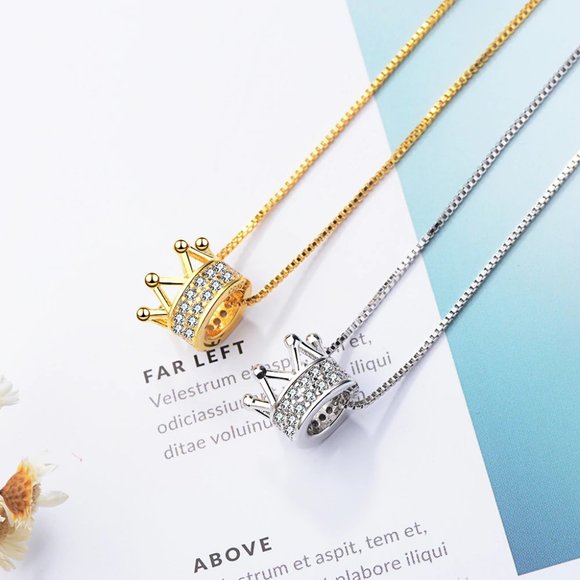 Jewelry - NEW 925 Sterling Silver Diamond Crown Necklace